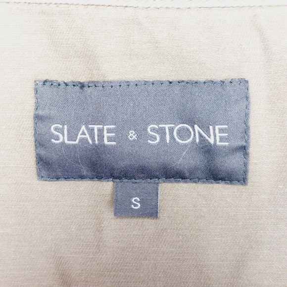 Slate & Stone Tan Brown Cream Button Up Chest Pockets Collared Cotton Jacket Z63 - Picture 6 of 8